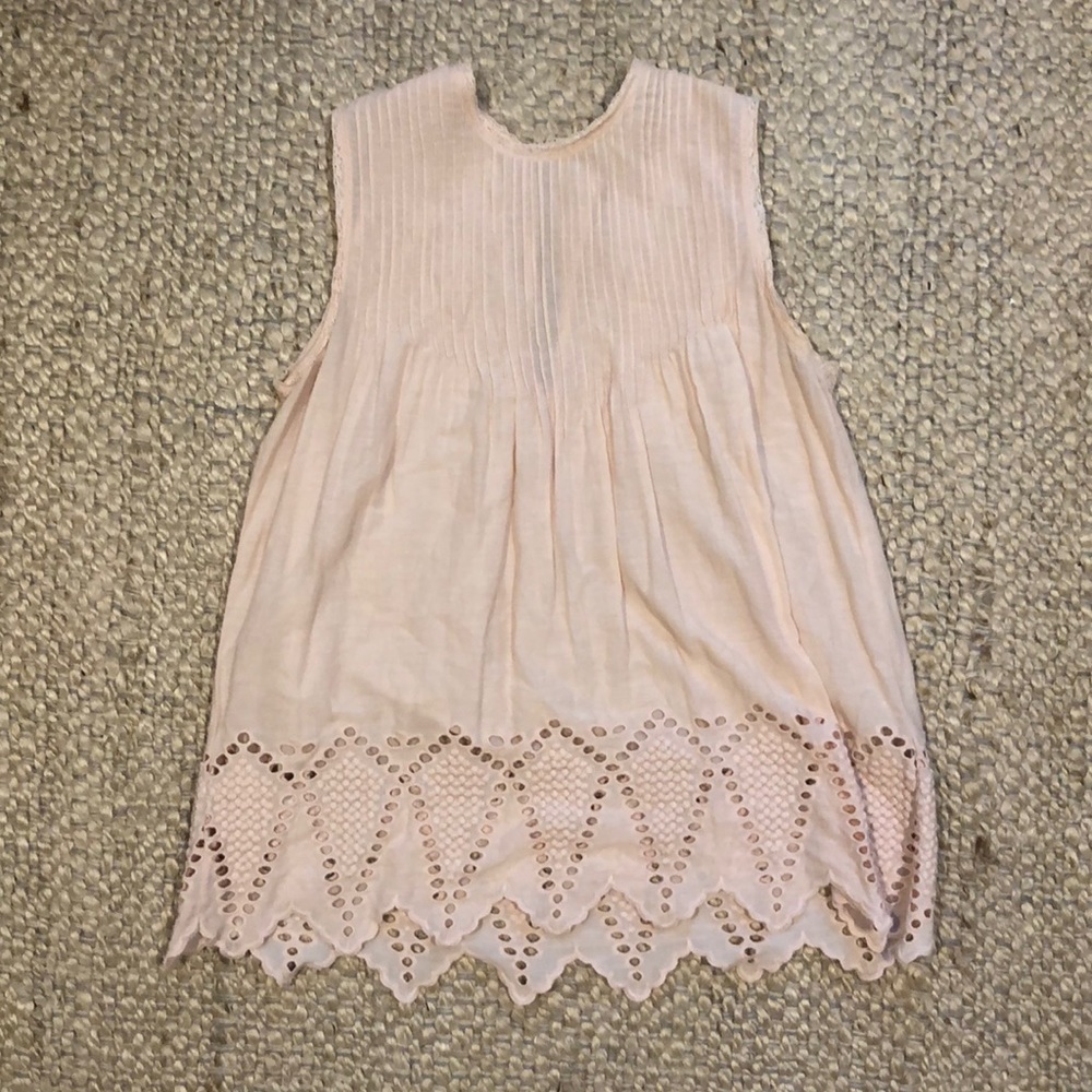 Ulla Johnson cotton eyelet top pink size 4